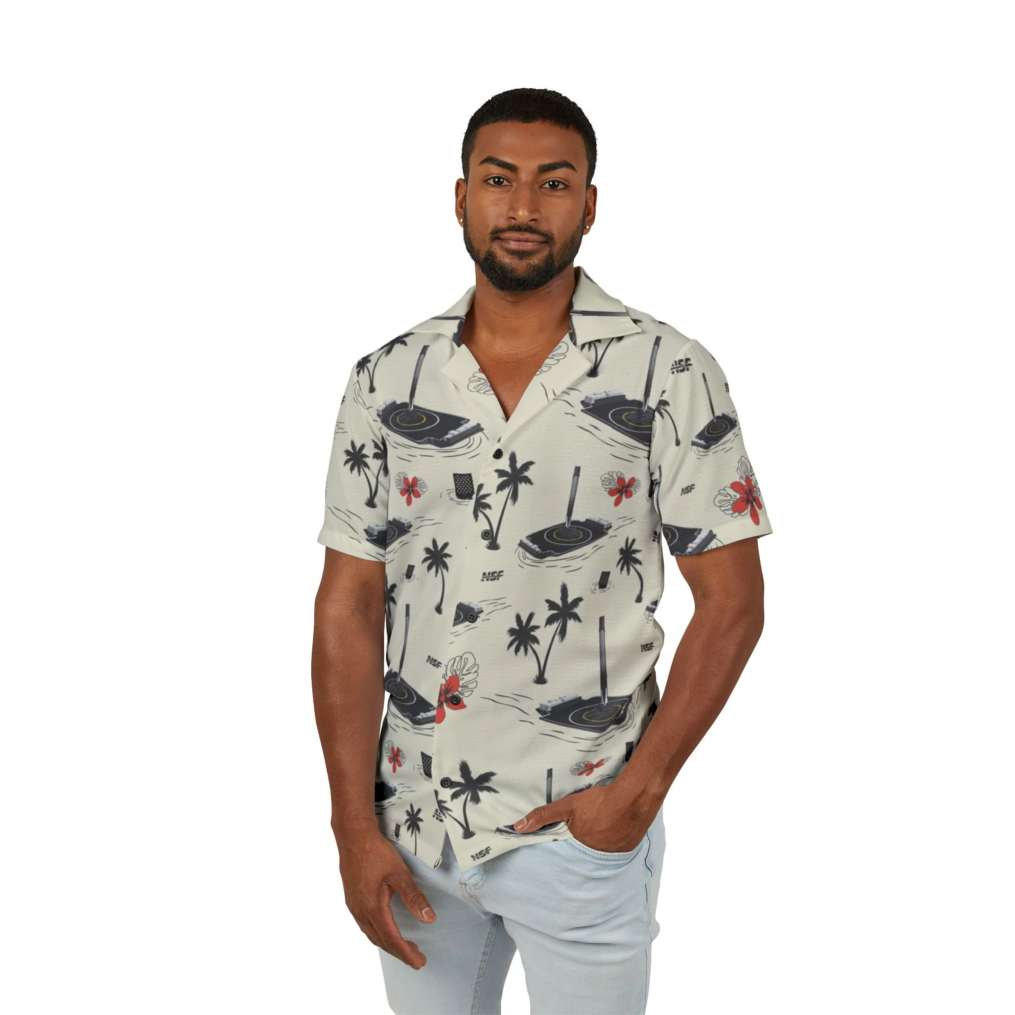 Beige Droneship Hawaiian Shirt - Image 3