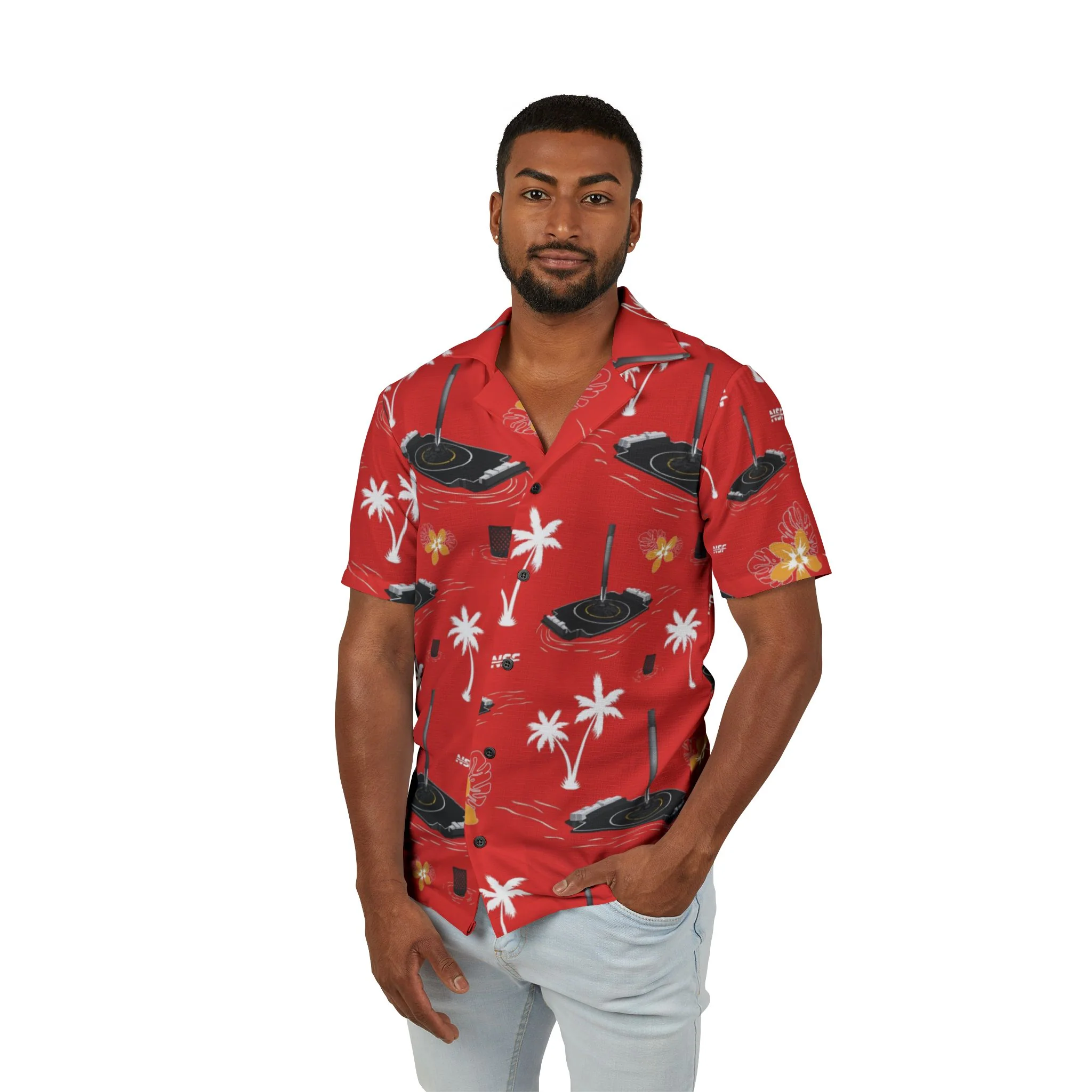 Red Droneship Hawaiian Shirt - Image 3