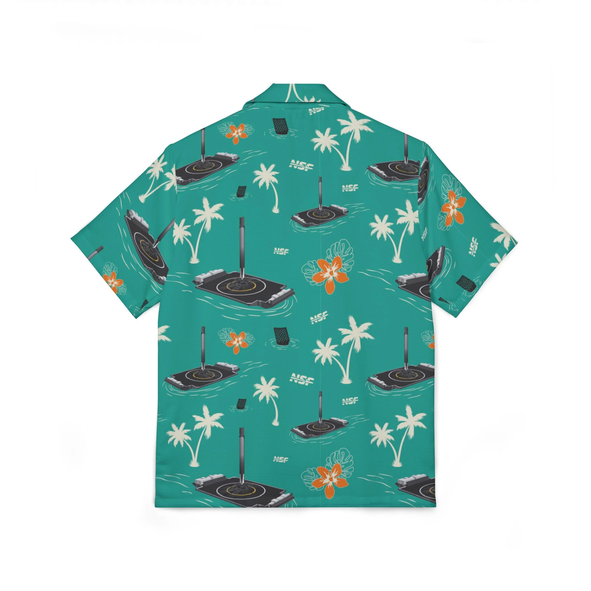 Teal Droneship Hawaiian Shirt - Image 2
