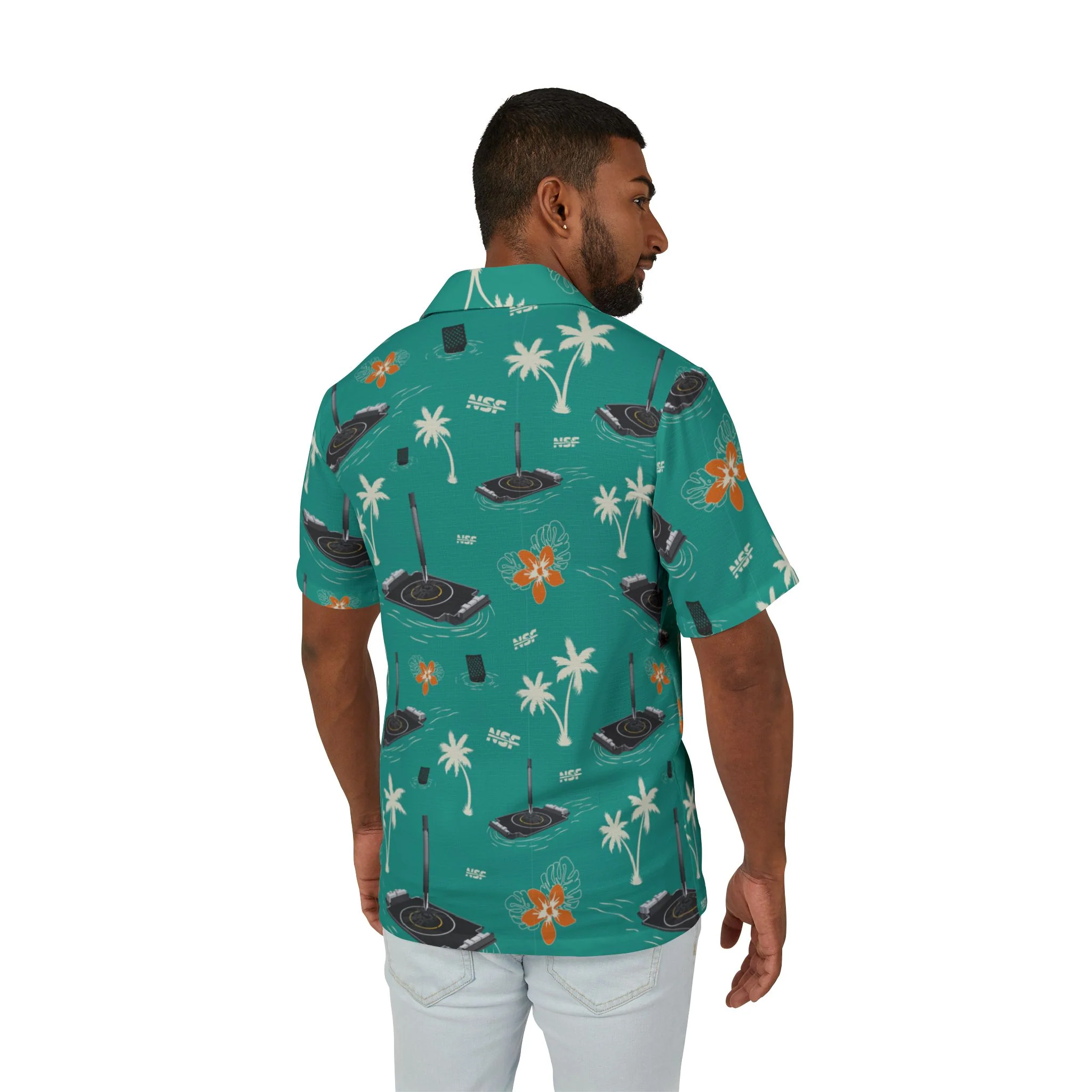 Teal Droneship Hawaiian Shirt - Image 4